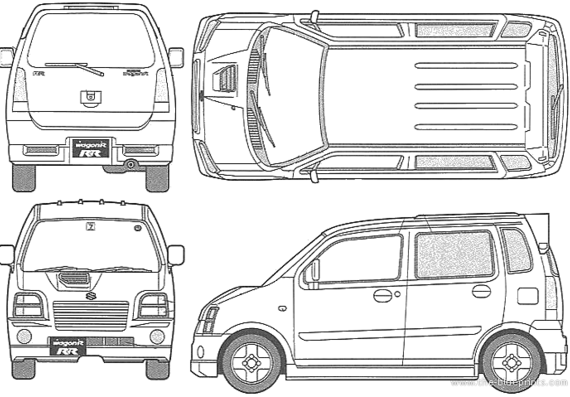 Suzuki Wagon R `RR` (1998) - Сузуки - чертежи, габариты, рисунки автомобиля